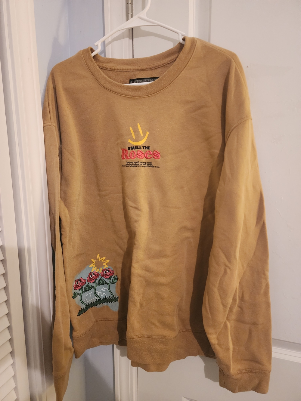Smell The Roses BROOKLYN CLOTH Sweatshirt - Mustard with Rose Patch